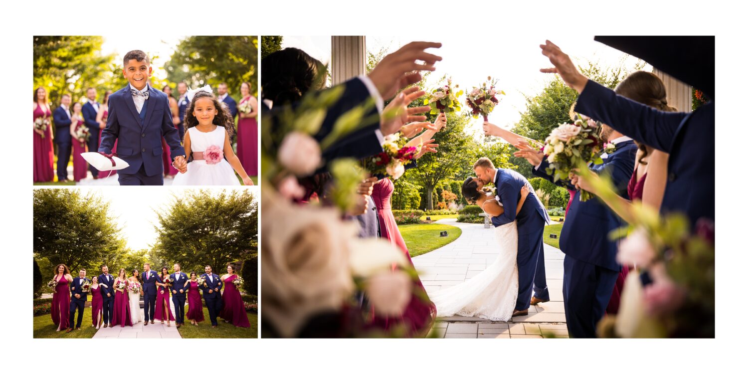 vibrant, colorful, playful images of the wedding party as they pose together before this palace at Somerset Park wedding reception