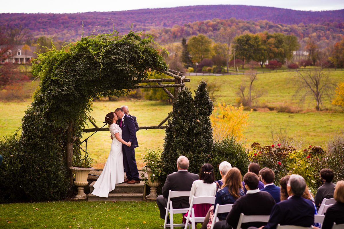 silverbrook-farm-wedding-ceremony-first-kiss