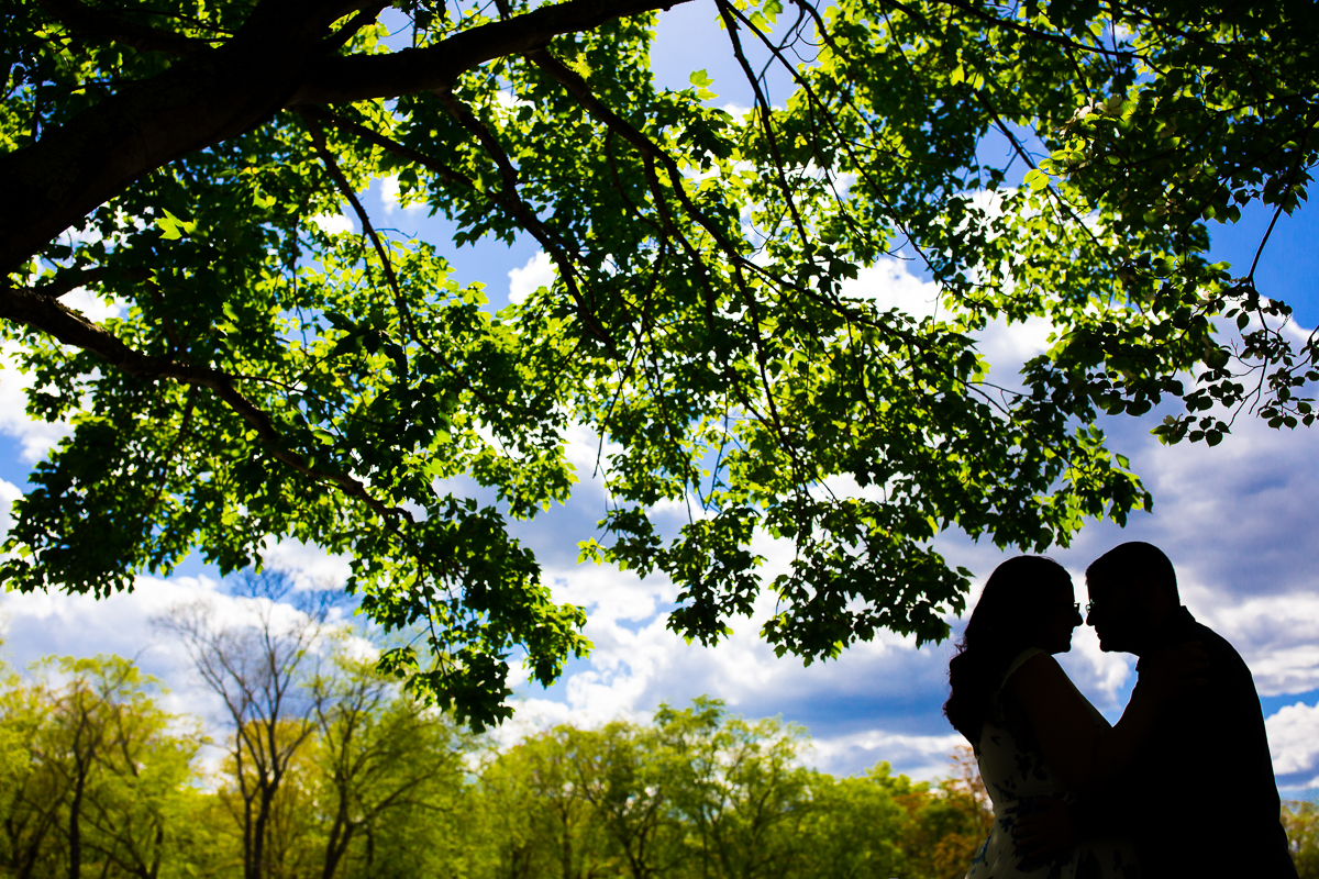 This vibrant creative Allaire Park Engagement uses bold colors and silhouettes and a unique photography session 