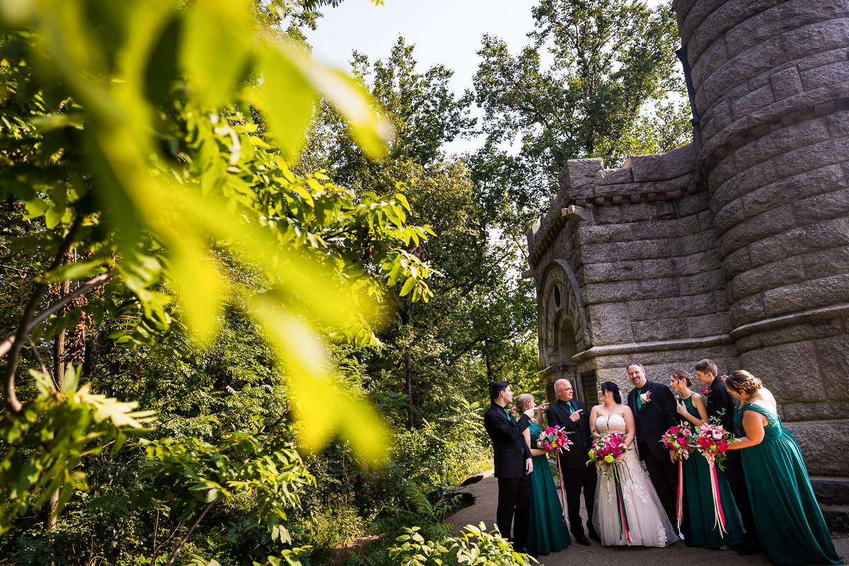 colorful vibrant fun wedding party photographer at little round top best gettysburg photographer