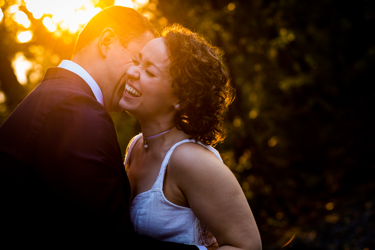 bride and groom sunset portraits bride laughing and smiling intimate wedding central pa photographer 