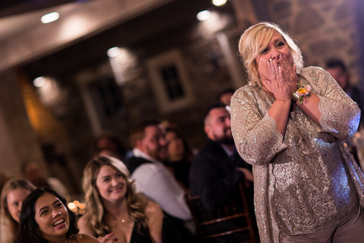 groom's mom excited for song choice during parent dances allenberry resort wedding