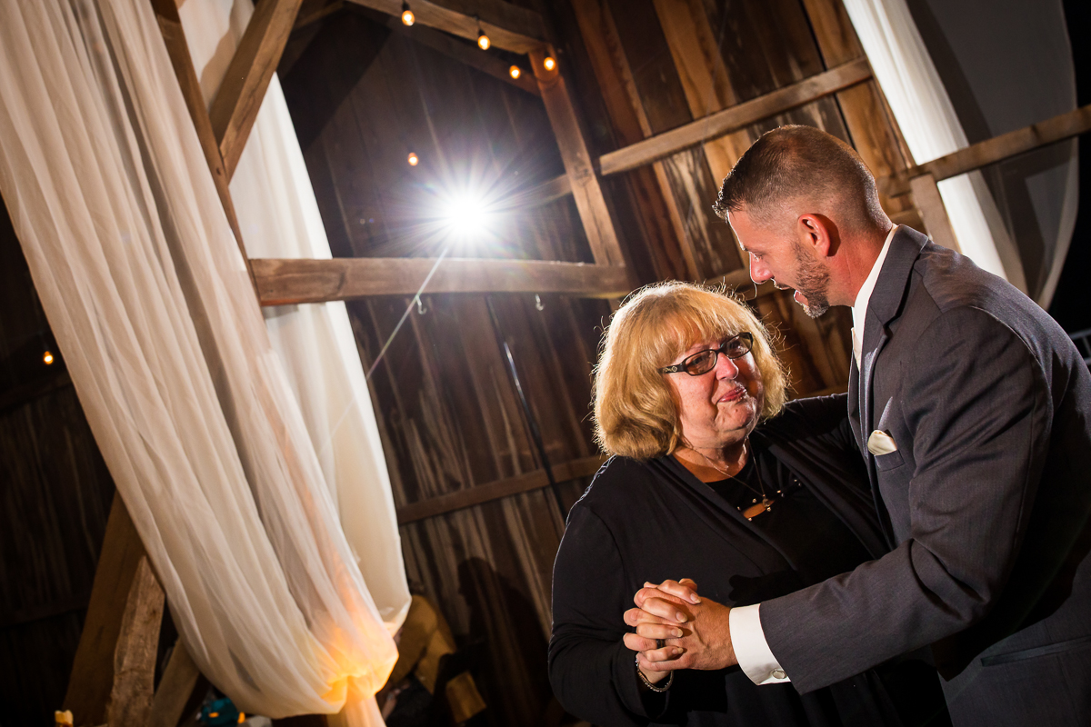 emotional first dance with groom and his mom