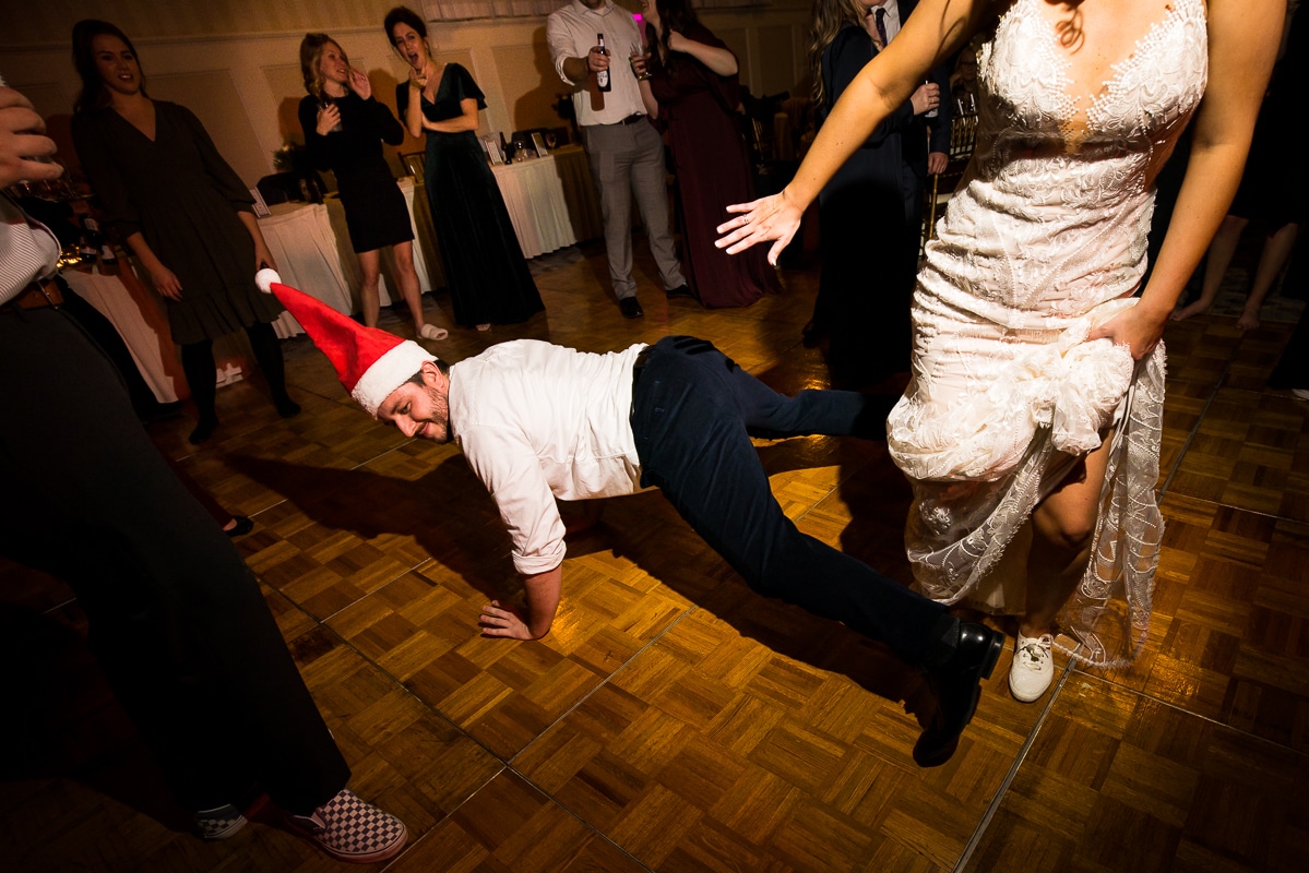 image of guests dancing and having a good time during the wedding reception at the Gettysburg hotel 