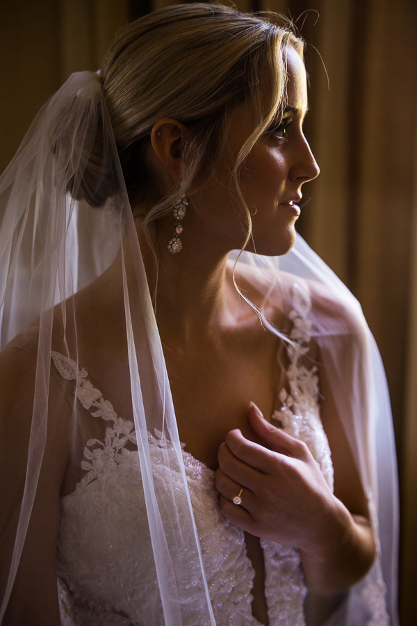 side portrait of the bride before her wedding ceremony in york 