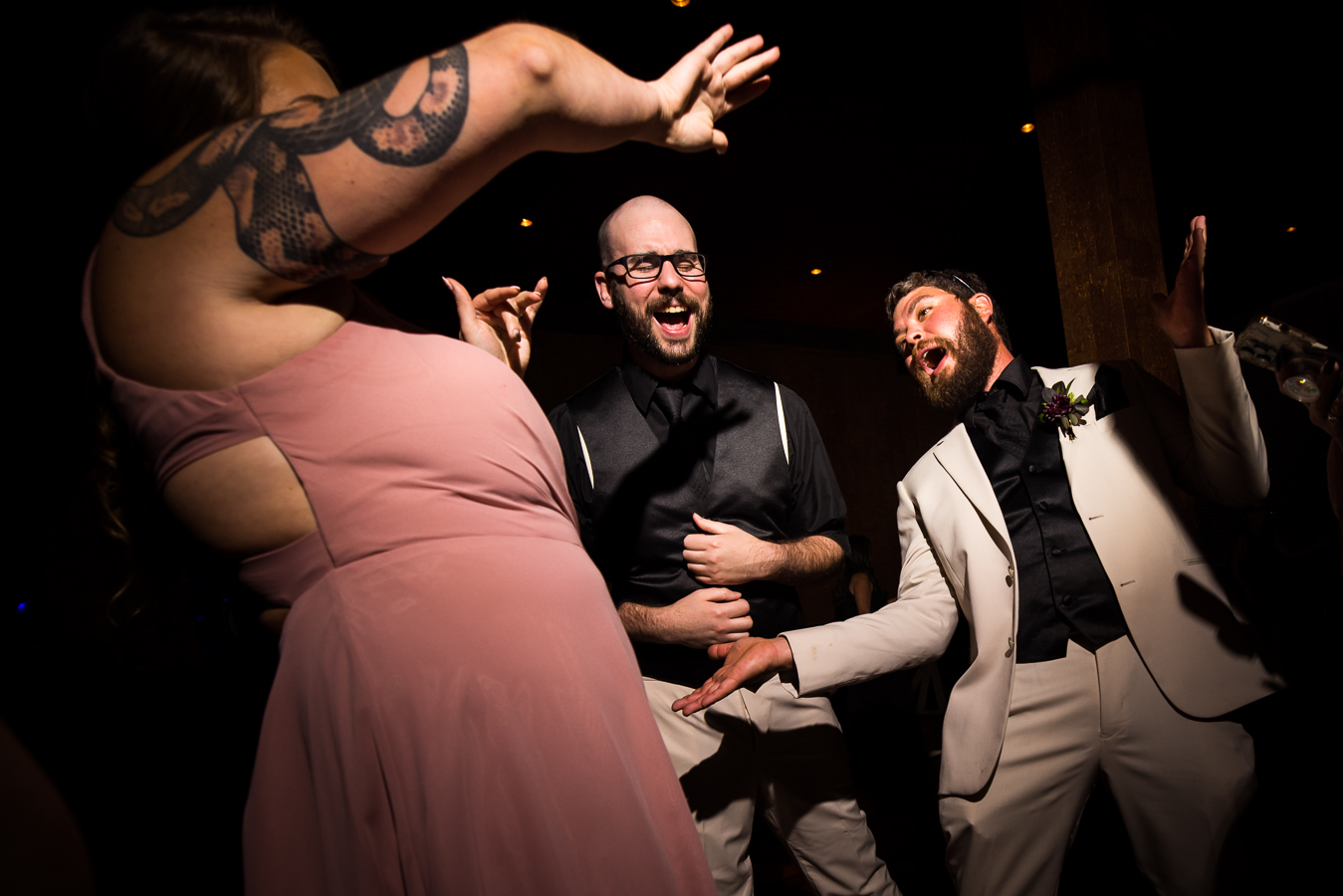 creative perspective of the dancing during the wedding reception in Lancaster pa 